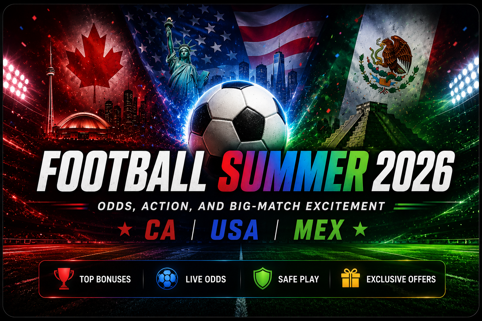 Football Summer 2026 CA USA MEX casino bonus banner